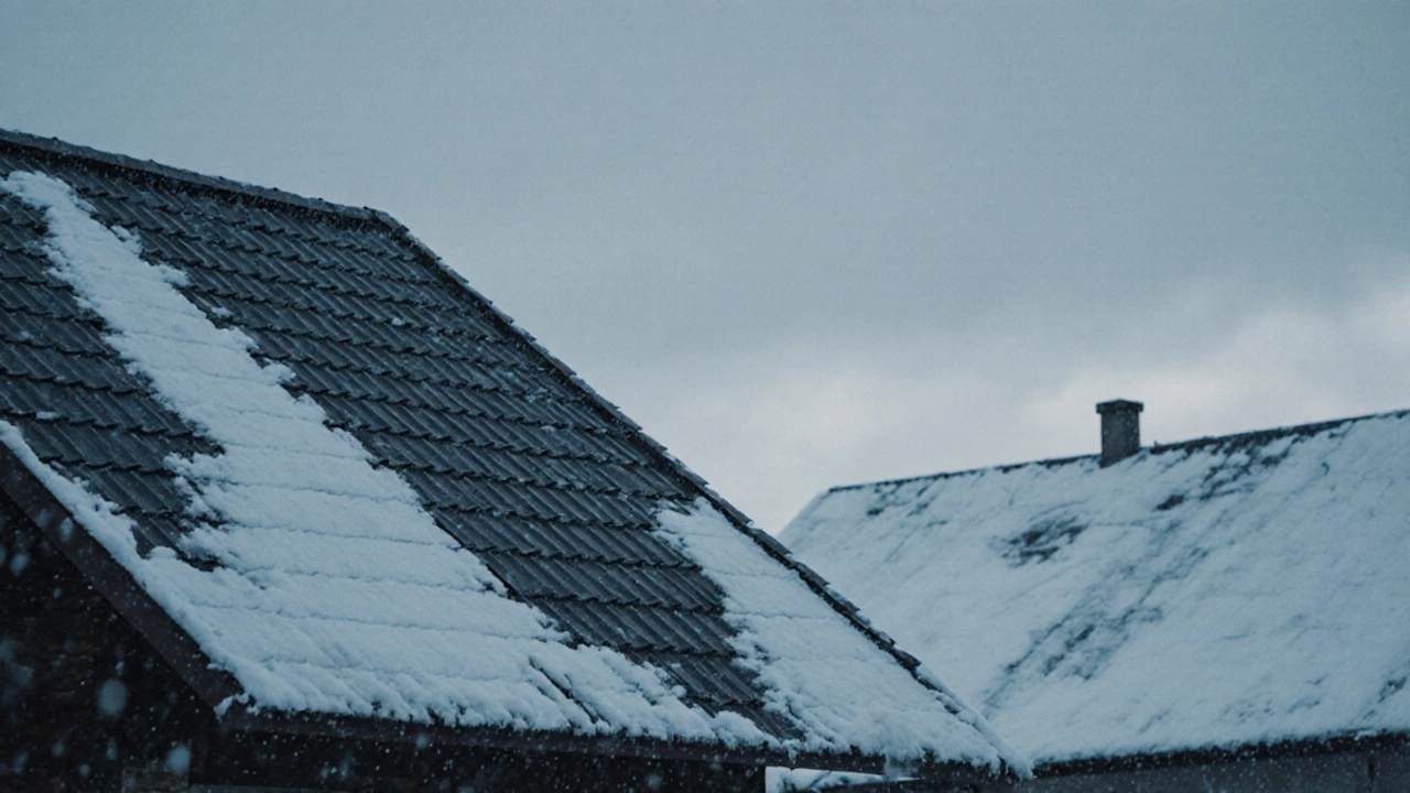 Двухскатная крыша с правильным уклоном сбрасывает снег, в отличие от заваленной плоской крыши.