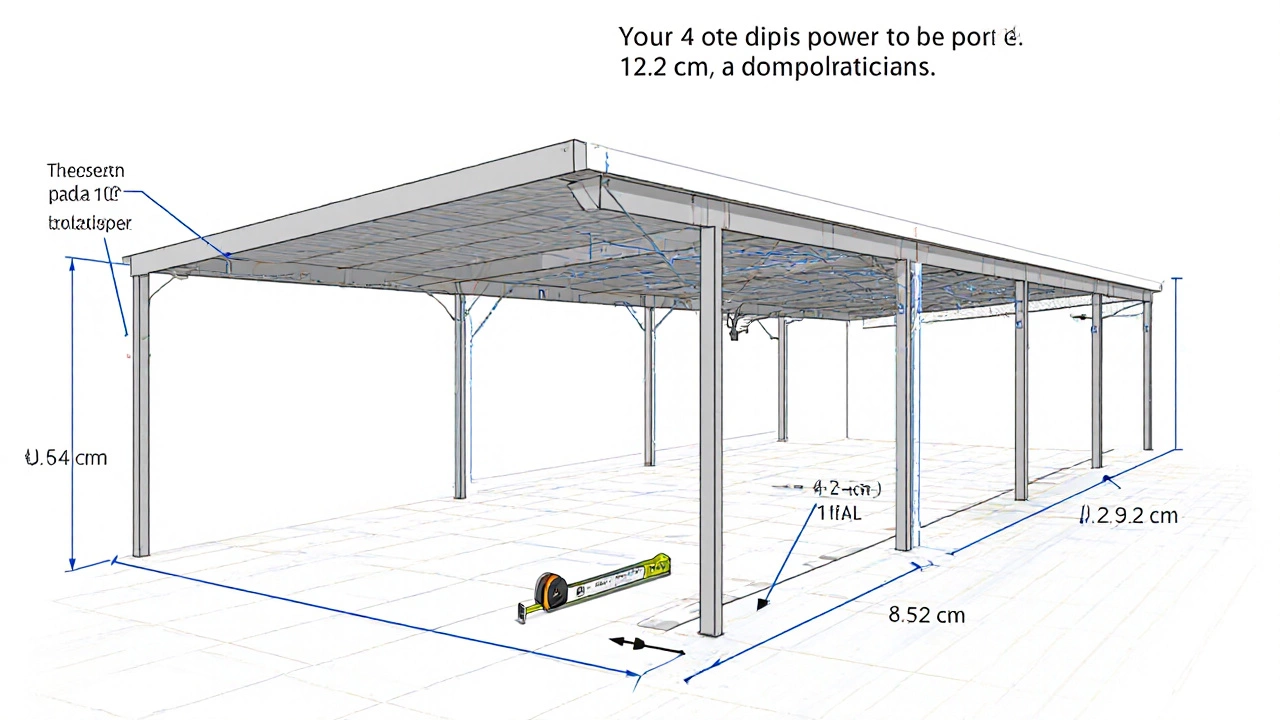 Схема навеса с указанием высоты подъема 85 см на 4 метра длины при угле 12 градусов.