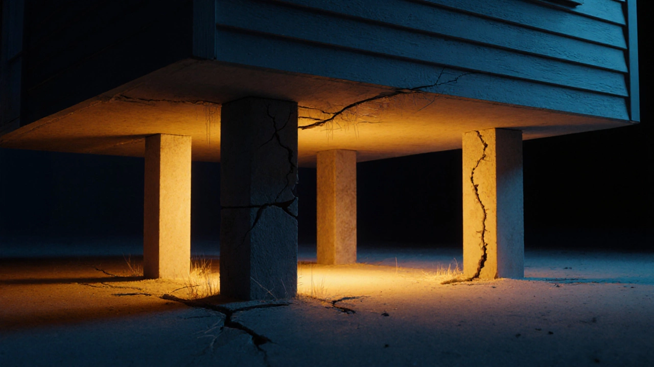 Символическое изображение фундаментов, поддерживающих дом: слабый, средний и прочный.