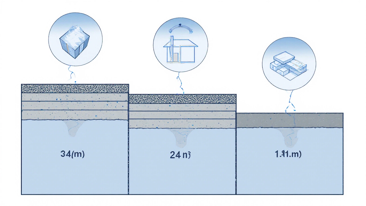 Сравнение трех типов фундаментов для дома 8x8: ленточный, плитный и с расширенной подошвой.