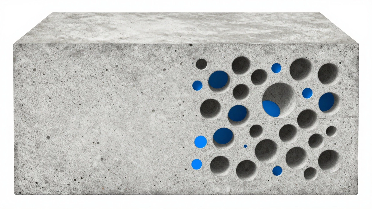 Микроструктура бетона: плотная vs пористая с пустотами